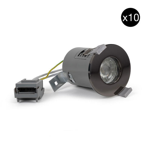 10 PACK - Black Nickel GU10 Fire Rated IP65 Downlight