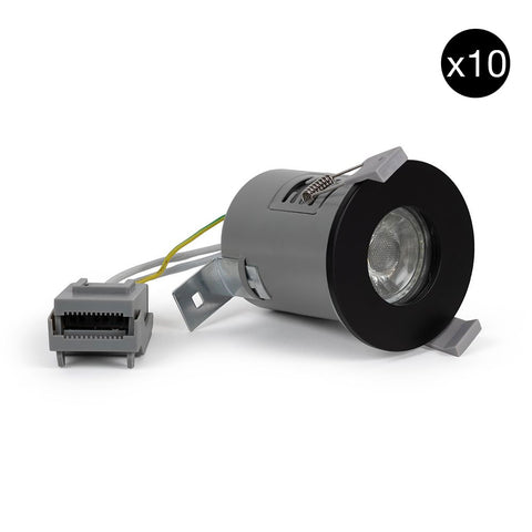 10 PACK - Matt Black GU10 Fire Rated IP65 Downlight