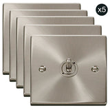 5 PACK - Satin Chrome 1 Gang 2 Way 10AX Toggle Light Switch