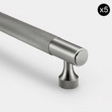 5 PACK - Knurled Brass Cupboard Bar Handle - Silver - Hole Centre 128mm