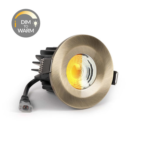 Antique Brass CCT Dim To Warm Fire Rated LED Dimmable 10W IP65 Downlight