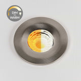 Brushed Chrome CCT Dim To Warm Fire Rated LED Dimmable 10W IP65 Downlight