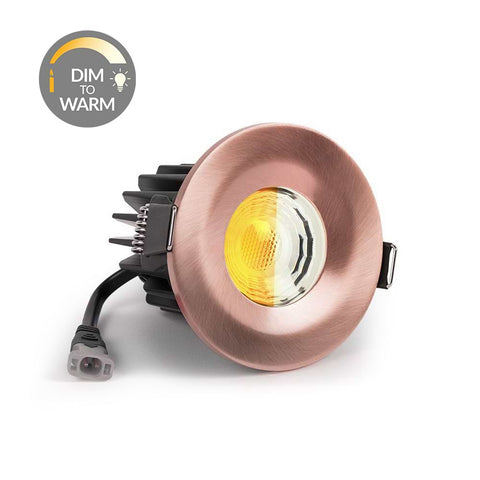 Brushed Copper CCT Dim To Warm Fire Rated LED Dimmable 10W IP65 Downlight