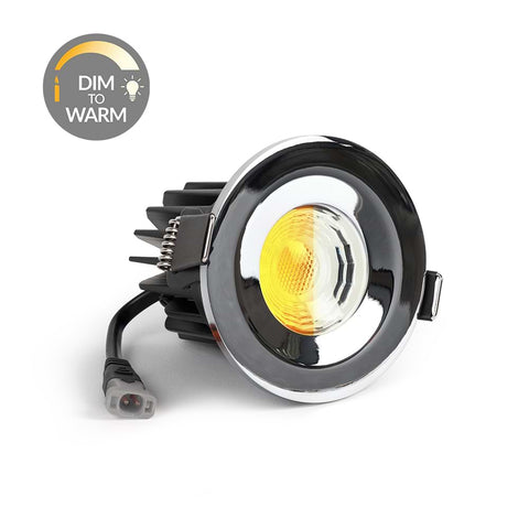 Polished Chrome CCT Dim To Warm Fire Rated LED Dimmable 10W IP65 Downlight