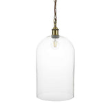 Lawrence Clear Elongated Dome Glass Pendant Light - Antique Brass