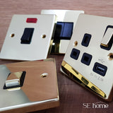 Polished Brass - Black Inserts Polished Brass 1 Gang 20A Ingot DP Switch With Flex With Neon - Black Trim