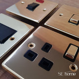 Polished Brass - Black Inserts Polished Brass 1 Gang 20A Ingot DP Switch With Flex With Neon - Black Trim