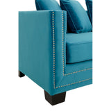 Sofas Sofia 3 Seater Cyan Blue Velvet Sofa