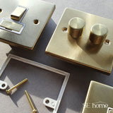 Satin Brass - White Inserts Satin Brass 13A Fused Ingot Connection Unit With Neon With Flex - White Trim