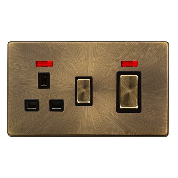 Screwless Plate Antique Brass 50A Ingot Double Pole Switch With 13A Do ...