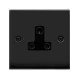 Matt Black - Black Inserts Matt Black 1 Gang 5A Round Pin Socket - Black Trim