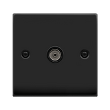 Matt Black - Black Inserts Matt Black 1 Gang Single Coaxial TV Socket - Black Trim